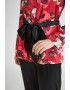 Harmony 32-605501, Γυναικεία Σατέν Σετ Πυζάμα Κουμπωτή με φλοράλ με μαύρο παντελόνι